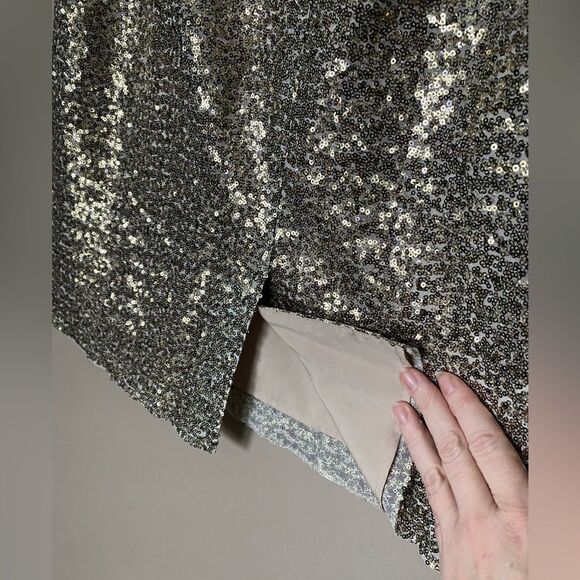 CHICO’S gold sequin pencil skirt NWT shimmer party holiday sz 1 Medium - Picture 9 of 16